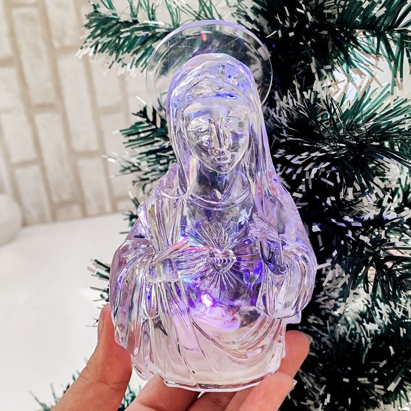 Enfeite Luminoso Natalino Jesus/Maria Com LED 12 cm