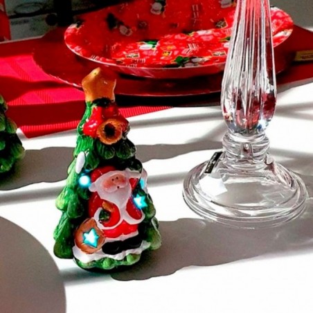 Enfeite Natalino Árvore Natal Papai Noel Com LED 14 cm