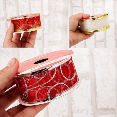 Rolo Fita Decorativa Natal C/ Glitter 3,8 cm x 3 m Atacado