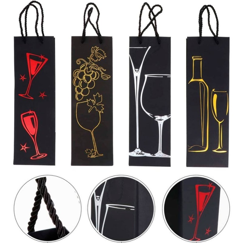 Sacola De Papel Sofisticada P/ Vinho Estampado 39 Cm
