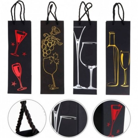 Sacola De Papel Sofisticada P/ Vinho Estampado 39 Cm