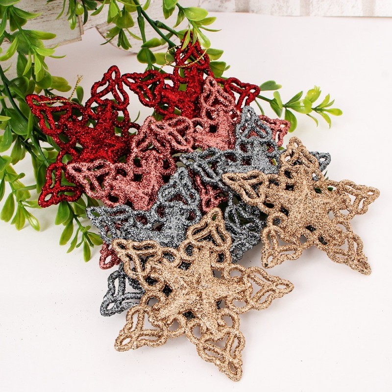Kit 2 Estrelas Pendurar Natal Colorida Com Glitter 9,5 Cm