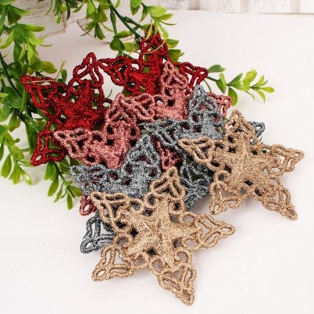 Kit 2 Estrelas Pendurar Natal Colorida Com Glitter 9,5 Cm