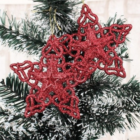 Kit 2 Estrelas Pendurar Natal Colorida Com Glitter 9,5 Cm