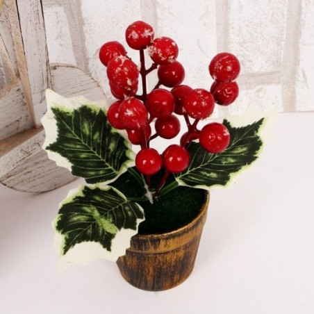 Enfeite Natalino Mini Vaso Decorativo Com Plantas 15 cm