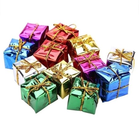 Kit 12 Enfeites Caixinha Presente Natal 2,5 Cm Atacado