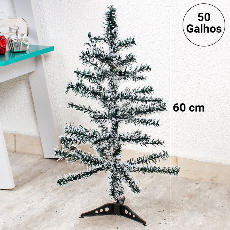 Árvore De Natal Nevada Com 50 Galhos 60 Cm