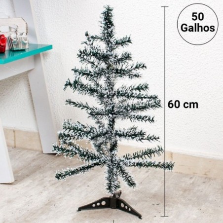 Árvore De Natal Nevada Com 50 Galhos 60 Cm