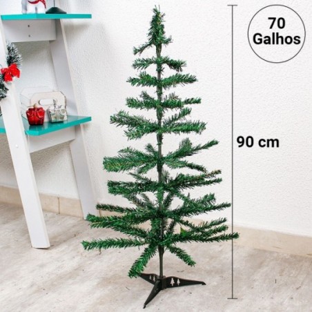 Árvore De Natal Verde Com 70 Galhos 90 Cm