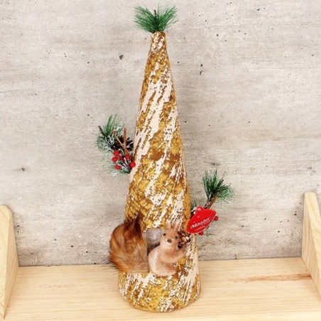 Enfeite Natalino Cone De Isopor C/ Esquilos Pinha 40cm