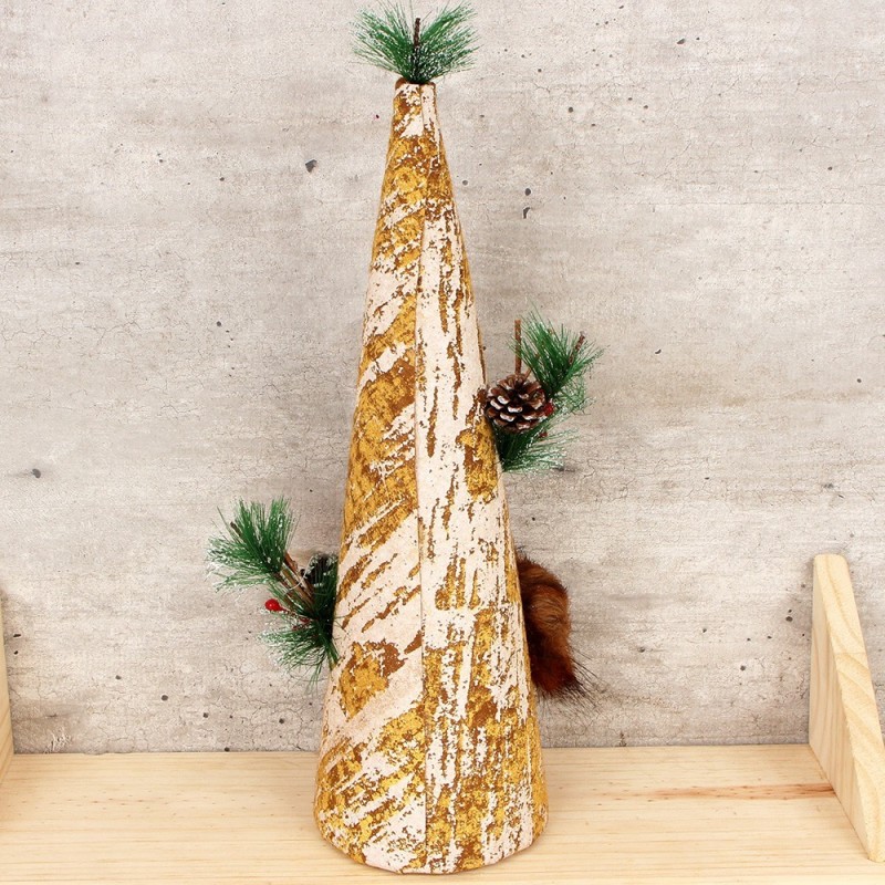 Enfeite Natalino Cone De Isopor C/ Esquilos Pinha 40cm