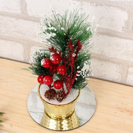 Enfeite Natalino Vaso Decorativo Plantas Pinha Nevado 19 cm