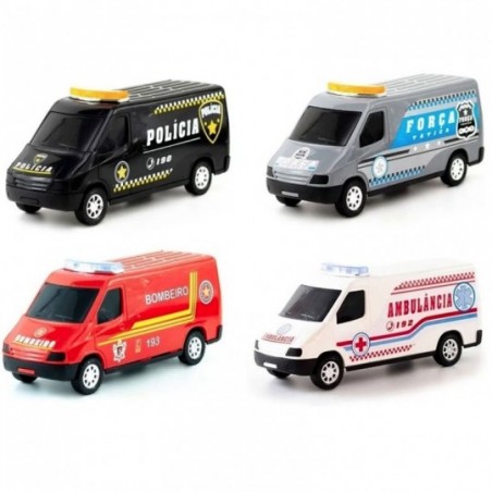 Van Resgate Polícia Ambulância Bombeiro 23 cm Brinquedo Infantil
