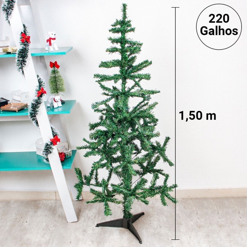 Árvore De Natal Verde Com 220 Galhos 150 Cm
