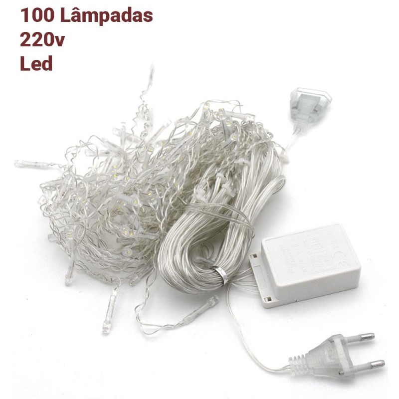 Pisca Pisca Cascata Branco Led 100 Lâmpadas 220V 2 Metros