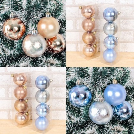 Kit 4 Bolas De Natal Pendurar Colorida Lisa Fosca 6 Cm