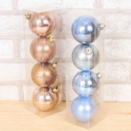 Kit 4 Bolas De Natal Pendurar Colorida Lisa Fosca 6 Cm
