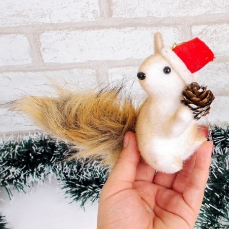 Enfeite Esquilo C/ Pinha De Natal Pendurar 12 Cm Atacado