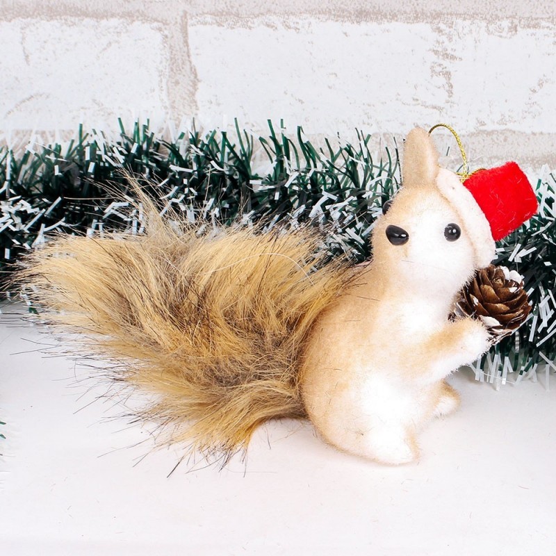 Enfeite Esquilo C/ Pinha De Natal Pendurar 12 Cm Atacado