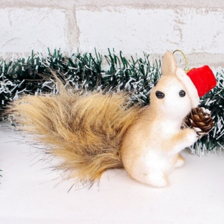 Enfeite Esquilo C/ Pinha De Natal Pendurar 12 Cm Atacado