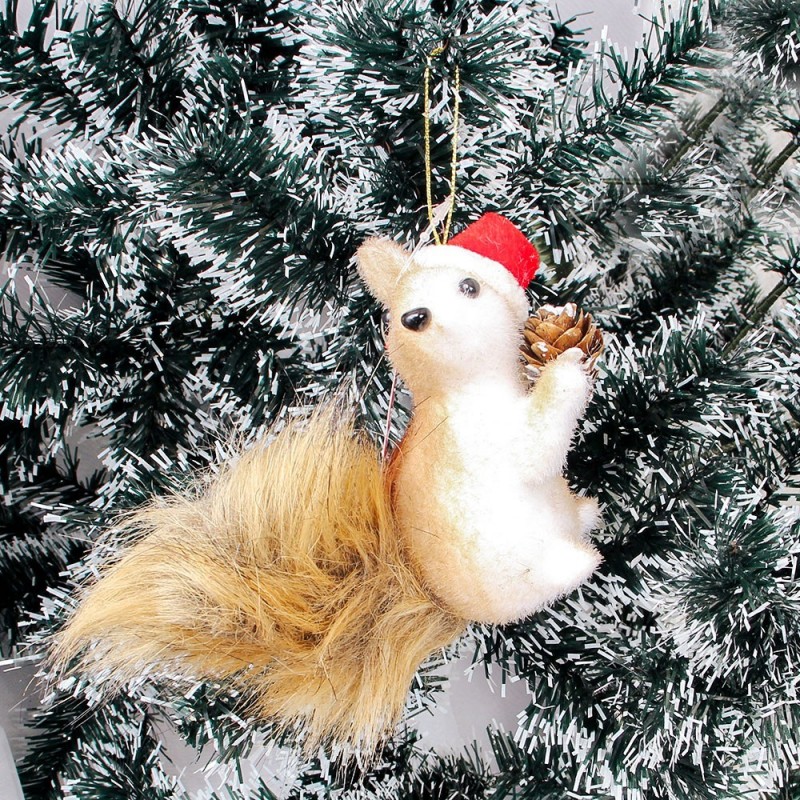 Enfeite Esquilo C/ Pinha De Natal Pendurar 12 Cm Atacado