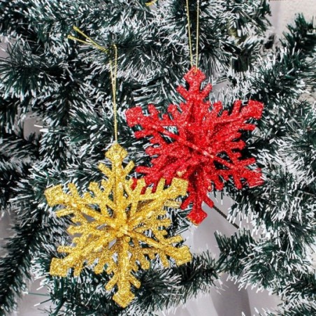 Enfeite De Natal P/ Pendurar Floco Neve C/ Glitter 12 Cm