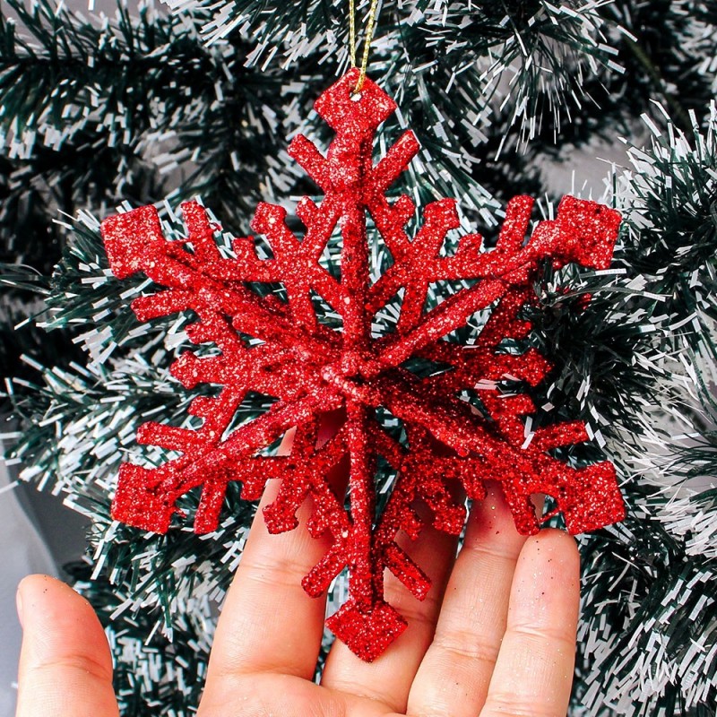 Enfeite De Natal P/ Pendurar Floco Neve C/ Glitter 12 Cm