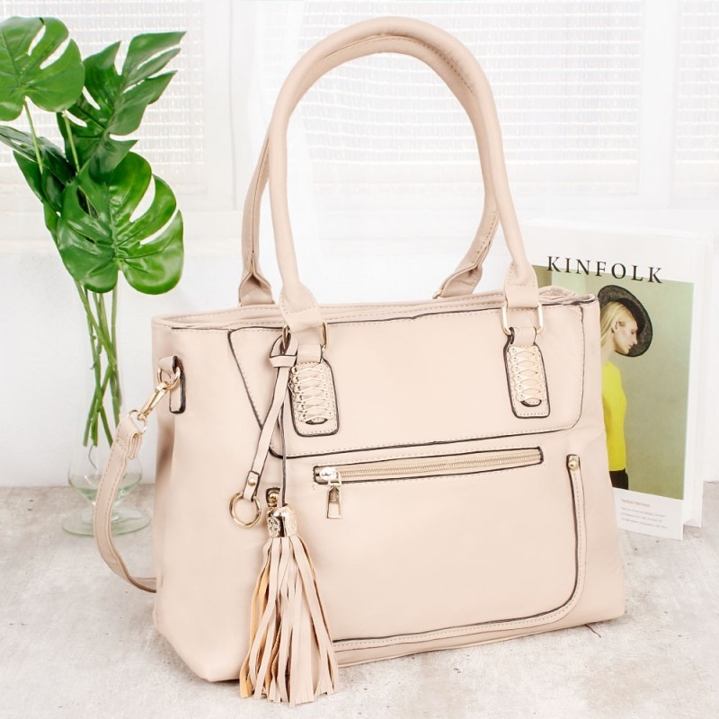 Bolsa Totem Feminina Detalhes Metálicos Duas Repartições