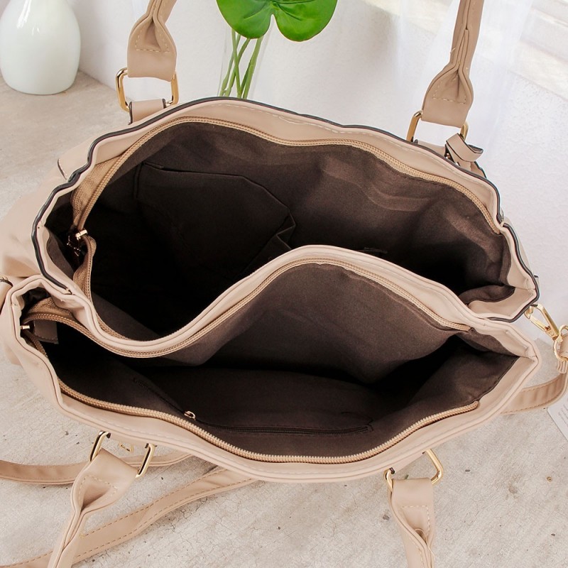Bolsa Totem Feminina Detalhes Metálicos Duas Repartições