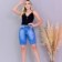 Short Jeans Feminino Pedal Meia Coxa Azul Claro 36 Ao 46