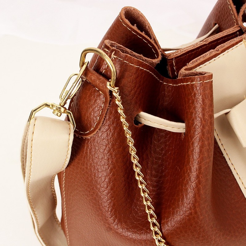 Bolsa Saco Feminina Bicolor Luxo Com Correntes