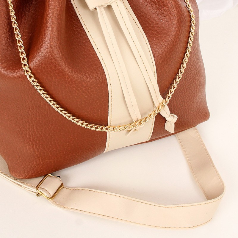 Bolsa Saco Feminina Bicolor Luxo Com Correntes