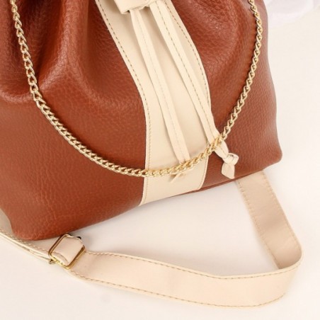 Bolsa Saco Feminina Bicolor Luxo Com Correntes