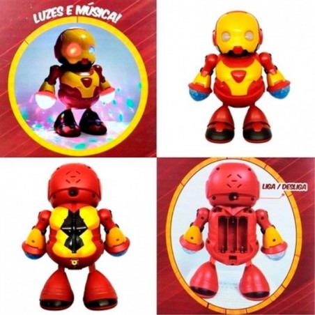 Robô Herói Dançarino C/ Som e Luzes Coloridas À Pilha