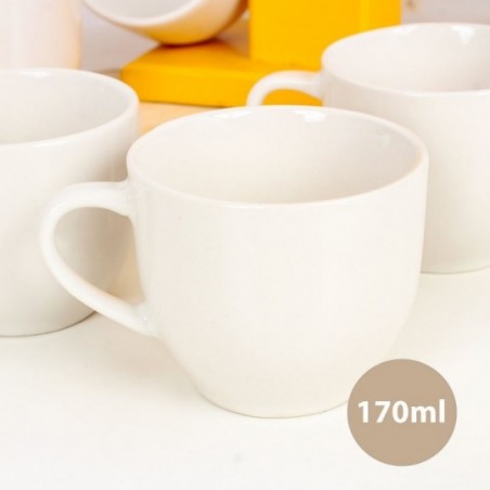 Kit 6 Xícaras Chá Café Lisa Porcelana Branca 170Ml Atacado