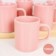 Kit 6 Canecas Lisa Reta De Porcelana Rosa 100Ml Atacado