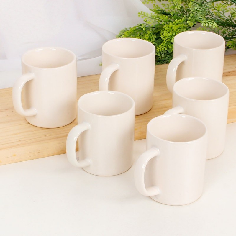 Kit 6 Canecas Reta De Porcelana Lisa Branca 100Ml Atacado