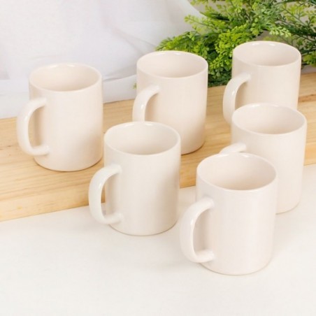 Kit 6 Canecas Reta De Porcelana Lisa Branca 100Ml Atacado