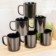 Kit 6 Canecas Reta Lisa Porcelana Preta 300Ml Atacado