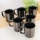 Kit 6 Canecas Reta Lisa Porcelana Preta 300Ml Atacado