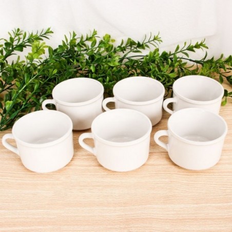 Kit 6 Xícaras Chá Lisa Porcelana Branca 150Ml Atacado