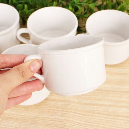 Kit 6 Xícaras Chá Lisa Porcelana Branca 150Ml Atacado