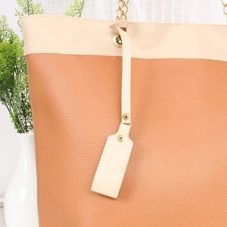 Bolsa Sacola Feminina Luxo Bicolor Com Correntes
