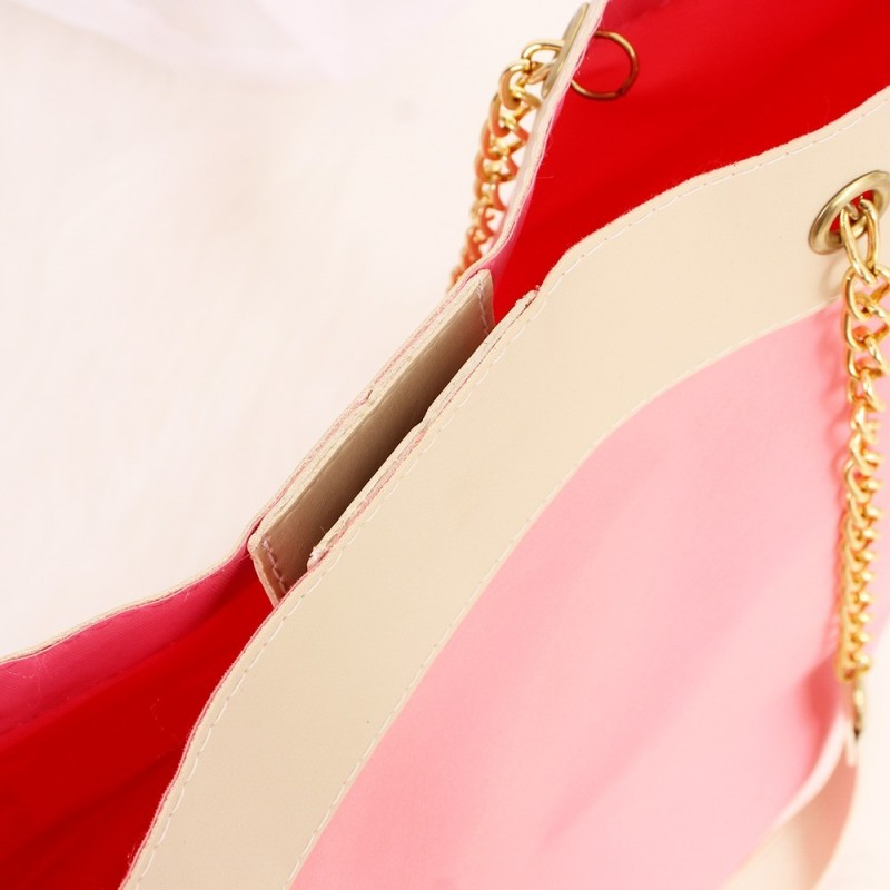 Bolsa Sacola Feminina Luxo Bicolor Com Correntes