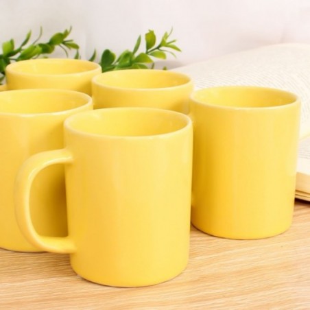 Kit 6 Canecas Lisa Reta De Porcelana Amarela 100Ml Atacado