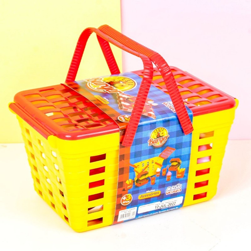 Cesta Piquenique Brinquedo Infantil Com 19 Peças