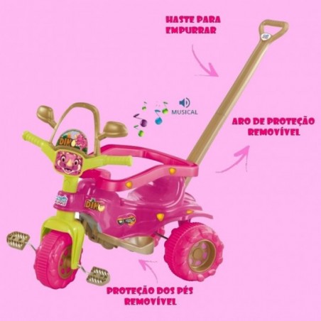 Triciclo Passeio Velotrol Infantil Meninas Dino Pink
