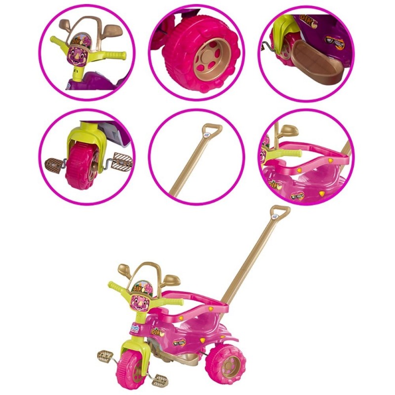 Triciclo Passeio Velotrol Infantil Meninas Dino Pink
