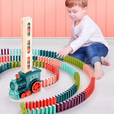Trem Trenzinho Educativo Infantil Empilha Dominó C/ Luzes Som À Pilha