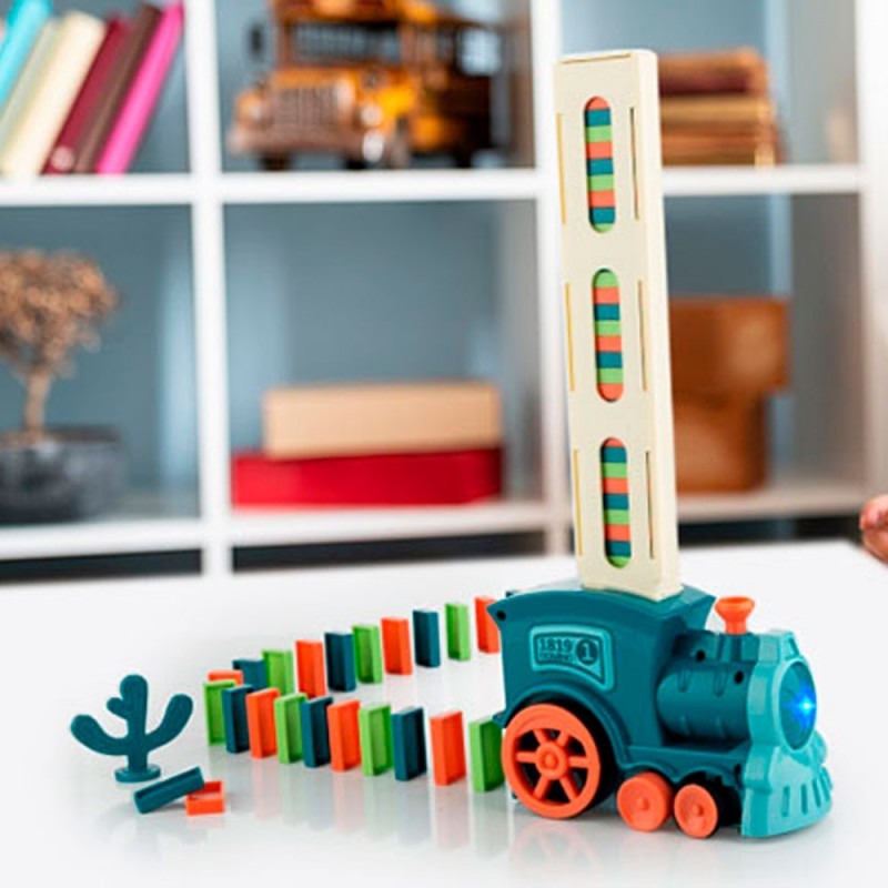 Trem Trenzinho Educativo Infantil Empilha Dominó C/ Luzes Som À Pilha
